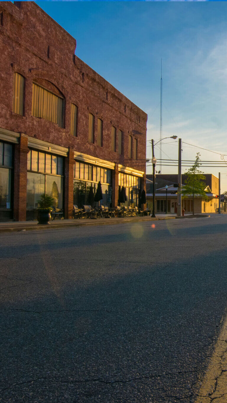 Small business storefronts in rural small town America.