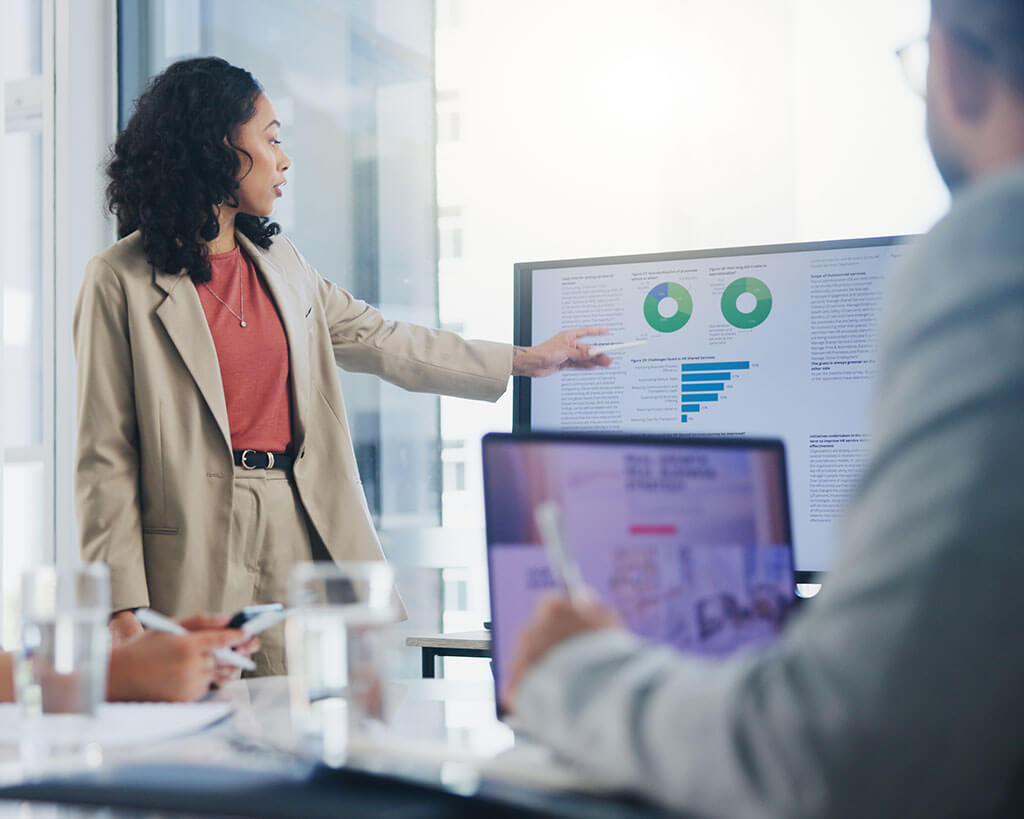 Business loan specialist presenting about a commercial loan syndication opportunity